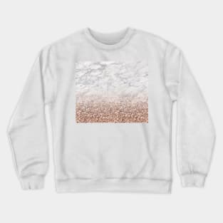 Bold ombre rose gold glitter - white marble Crewneck Sweatshirt